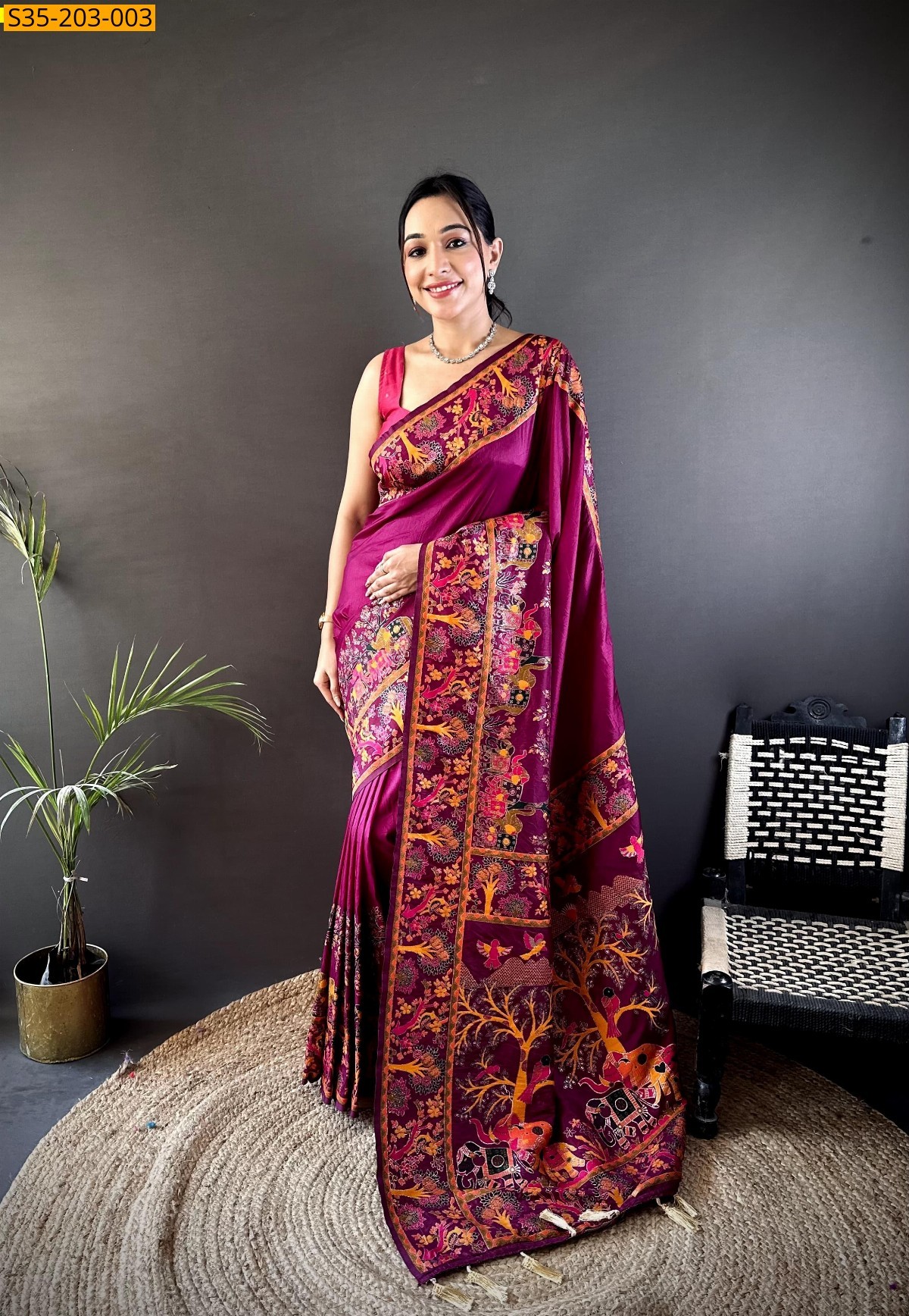Magenta Pashmina silk sarees