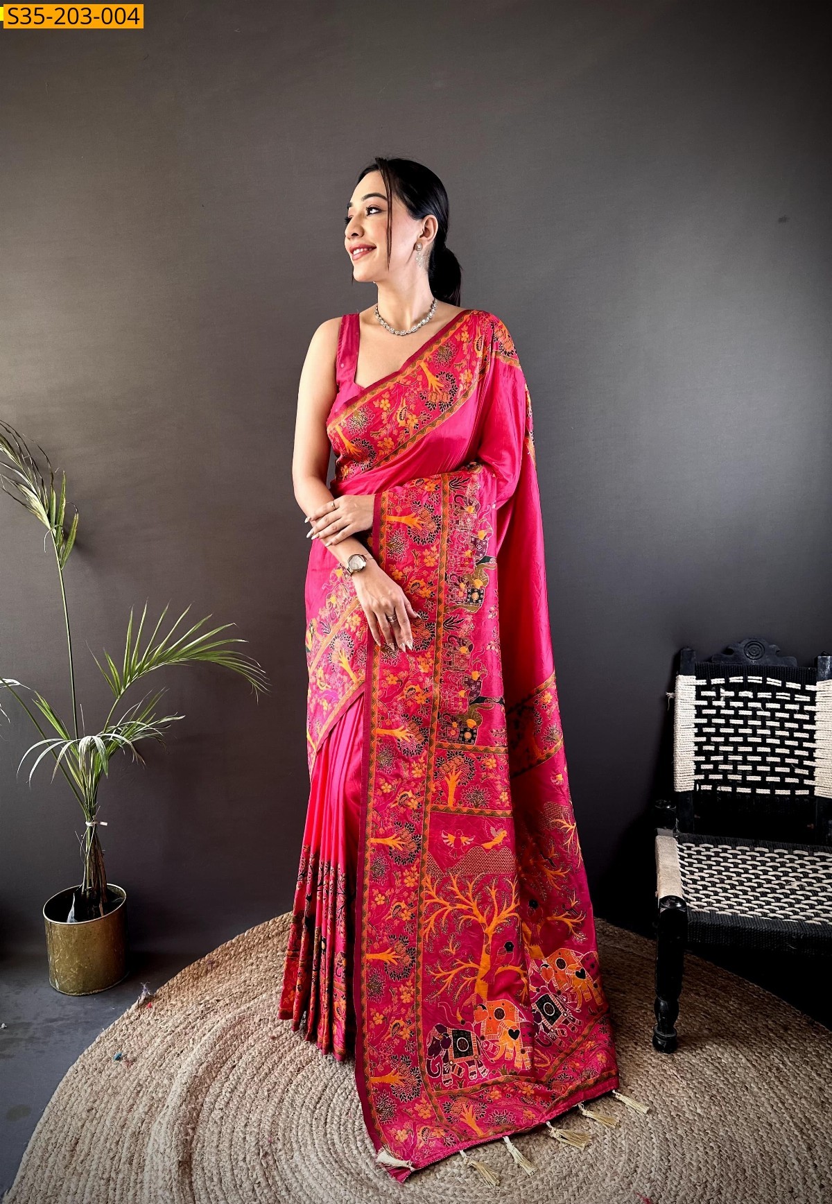 Peach Pashmina silk sarees