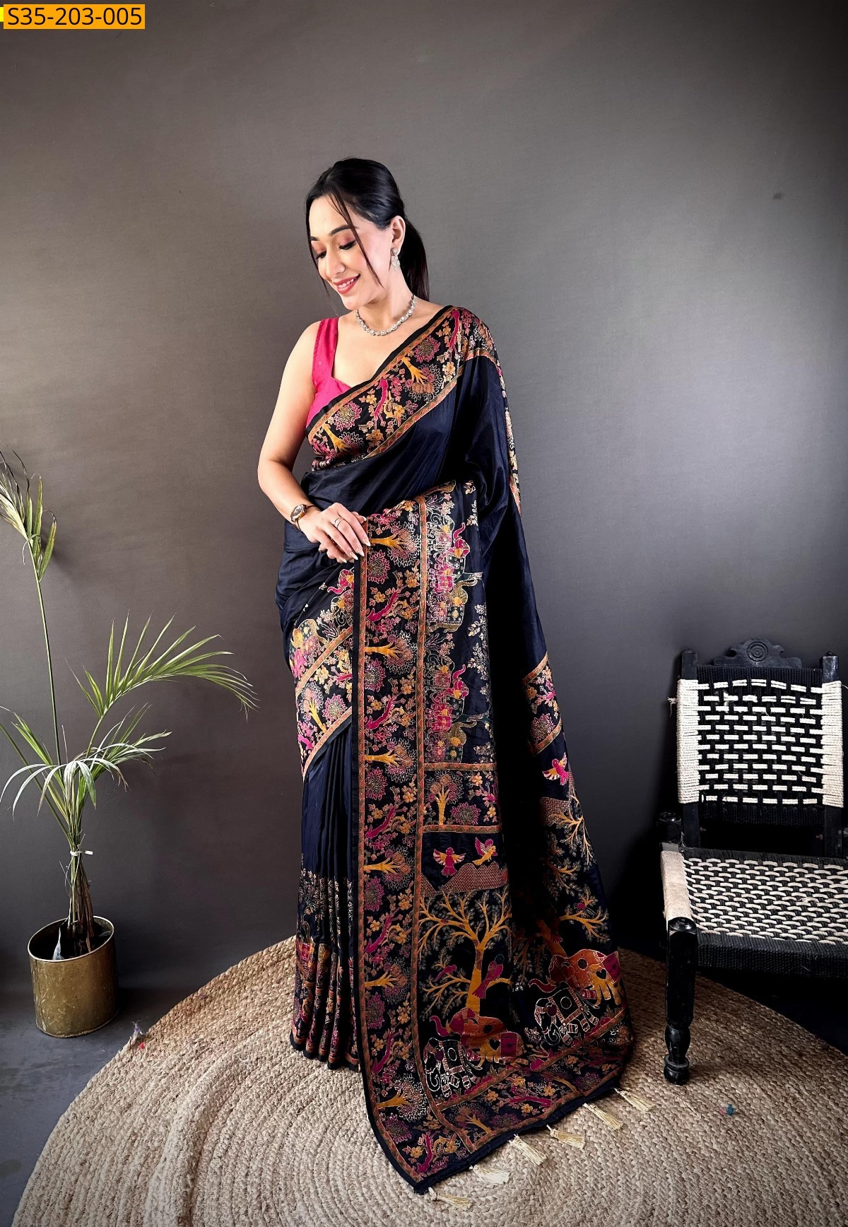 Black Pashmina silk sarees