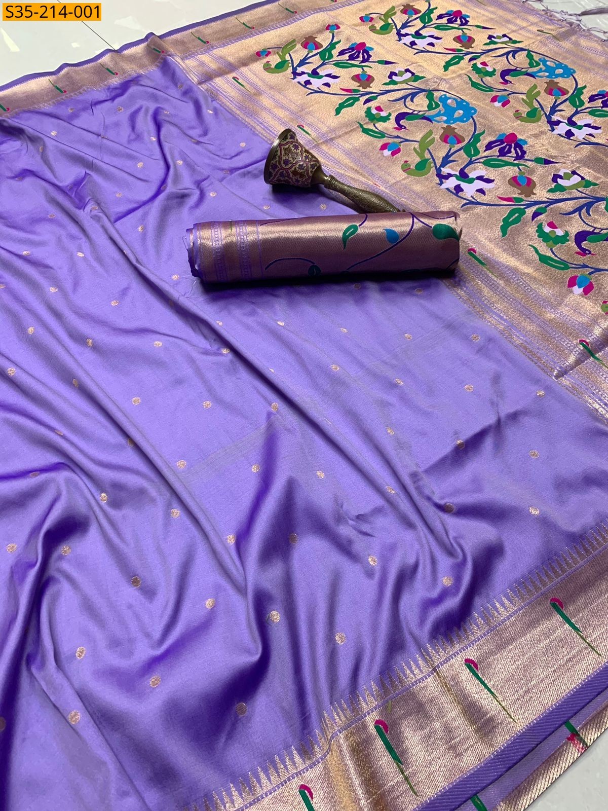 Lavender Soft Fancy paithani silk sarees