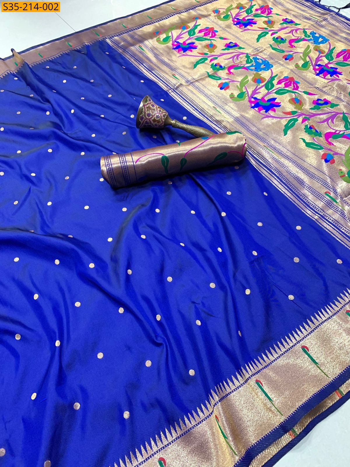 Royal Blue Soft Fancy paithani silk sarees