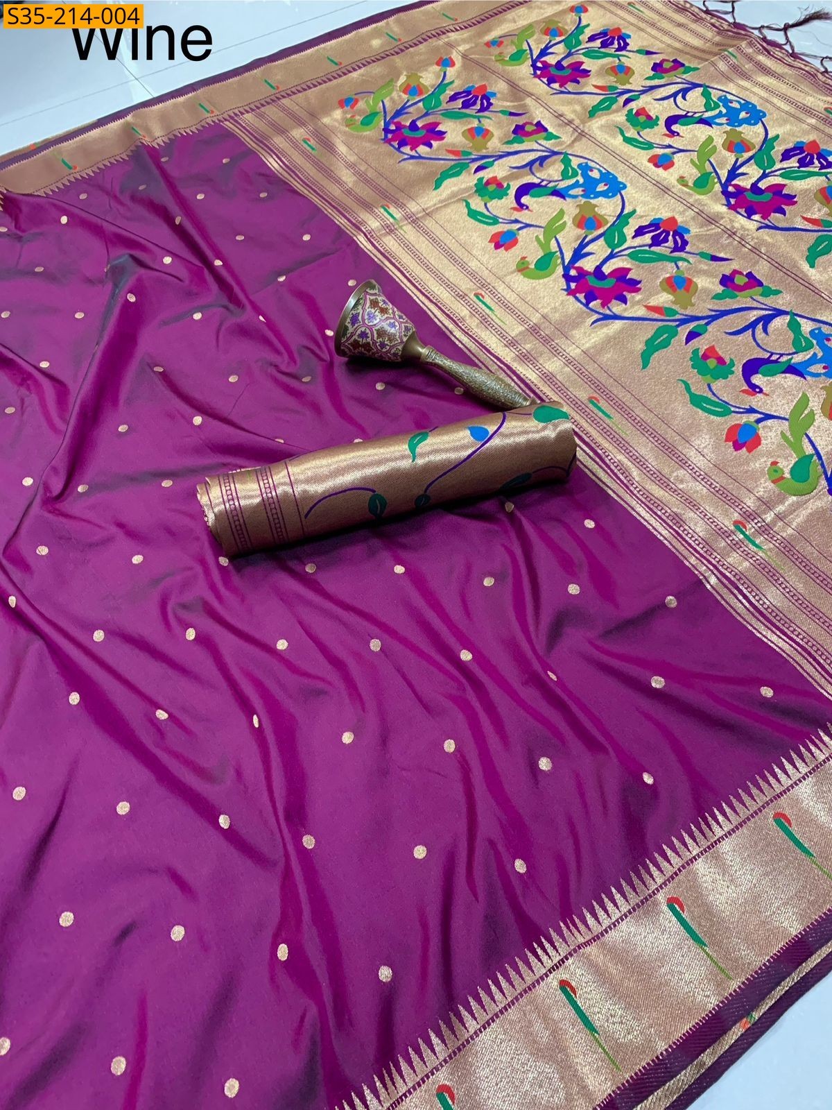 Wine Soft Fancy paithani silk sarees