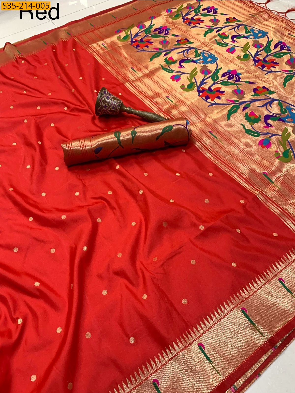 Red Soft Fancy paithani silk sarees