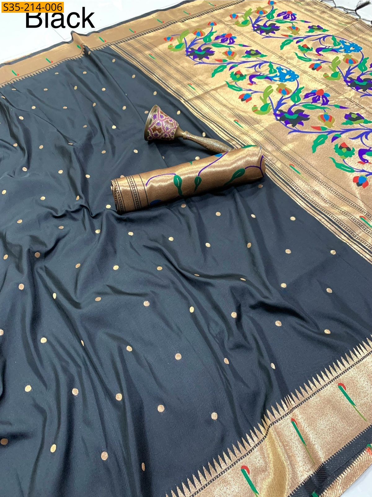 Black Soft Fancy paithani silk sarees