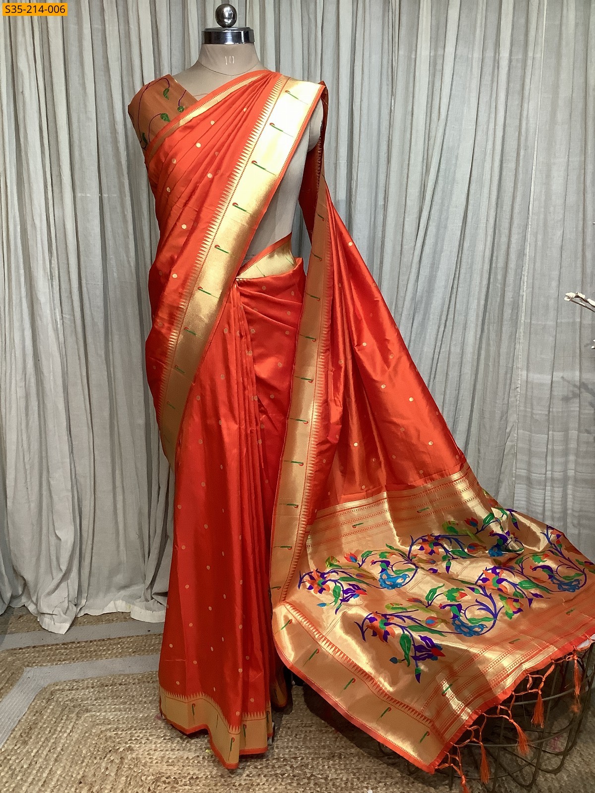 Orange Soft Fancy paithani silk sarees