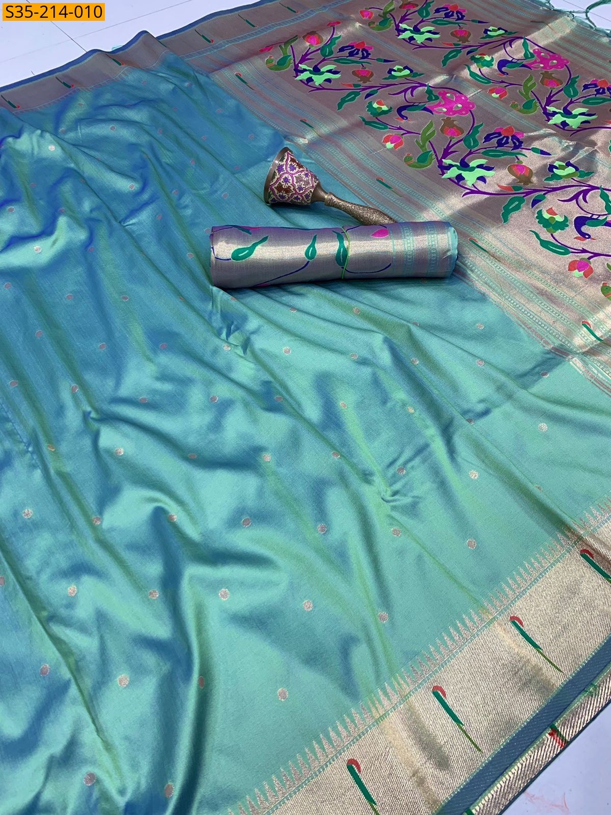 Light Green Soft Fancy paithani silk sarees