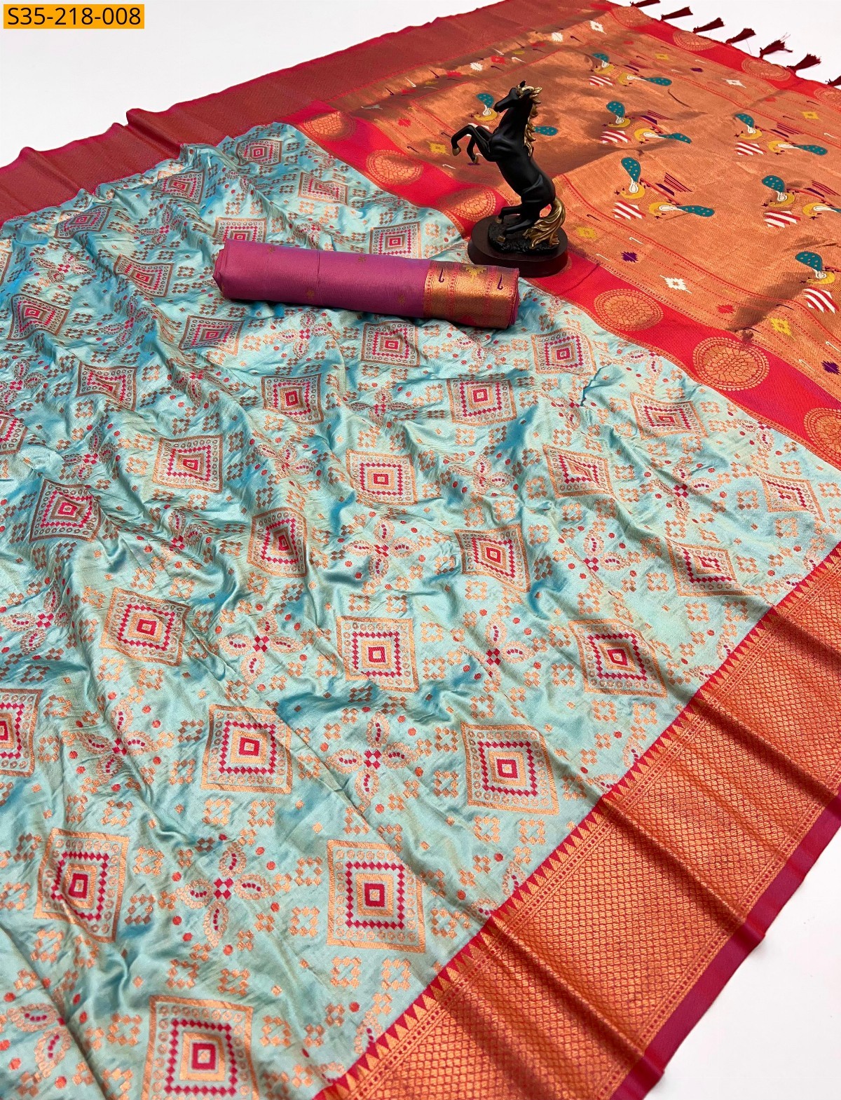 Light Blue Premium Patola Silk Sarees