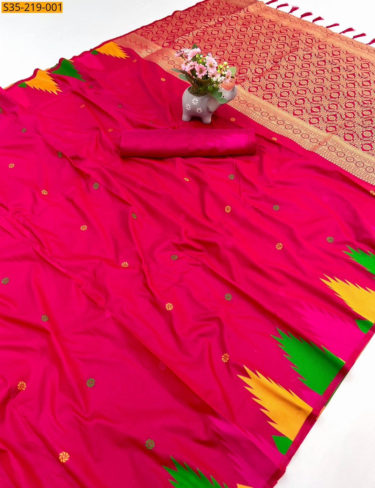 Pink Pure soft silk two tone fabric saree 