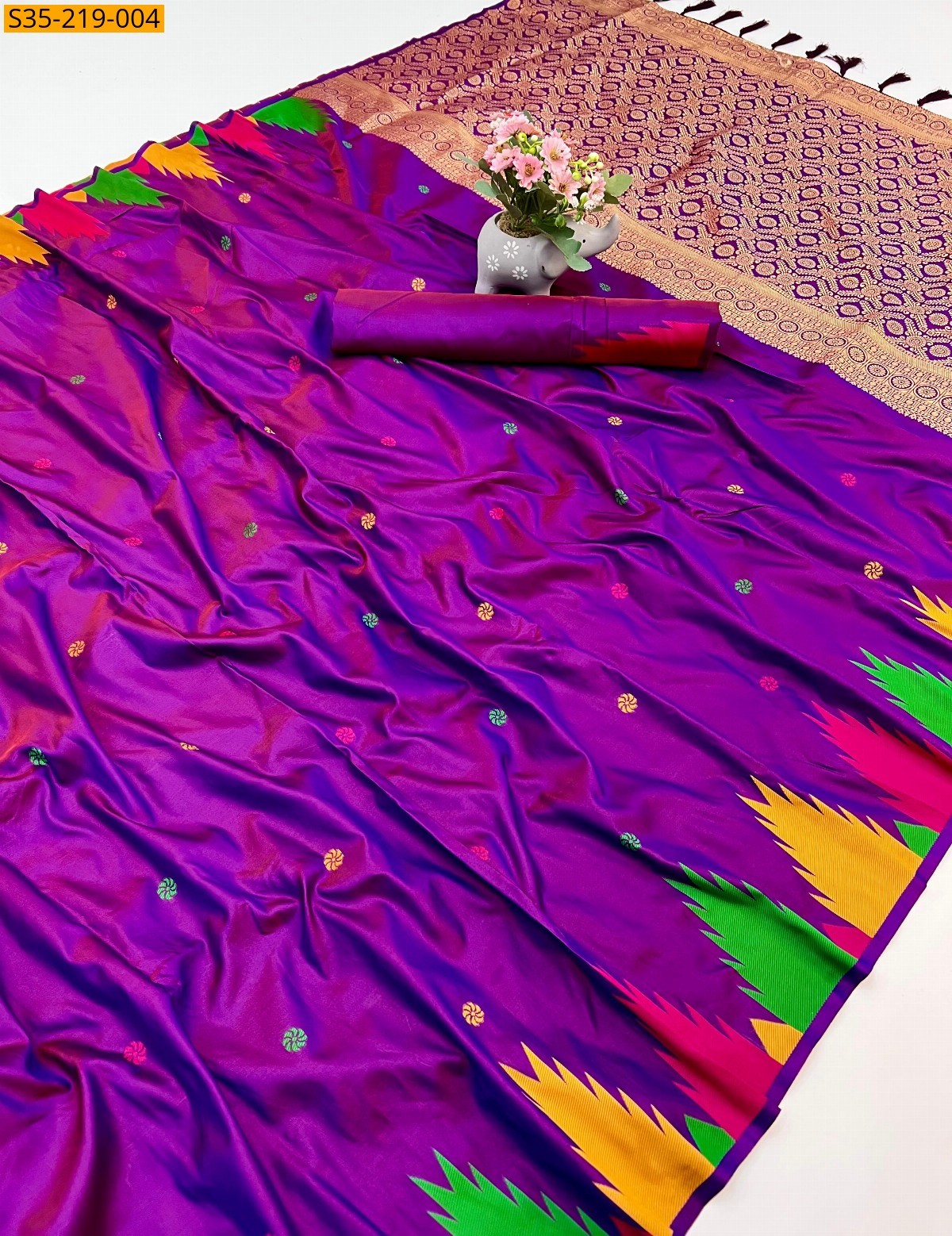 Violet Pure soft silk two tone fabric saree 