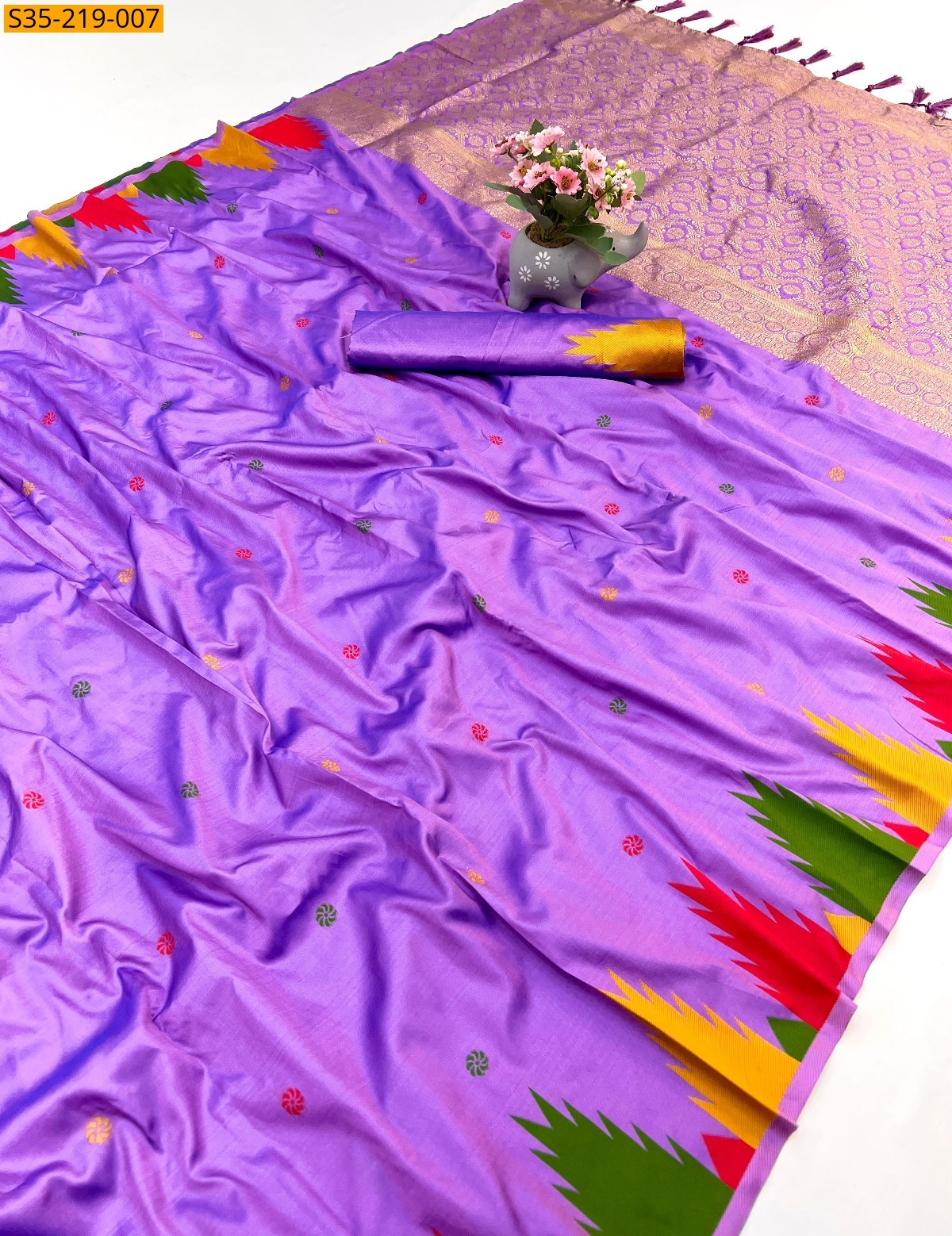 Purple Pure soft silk two tone fabric saree 