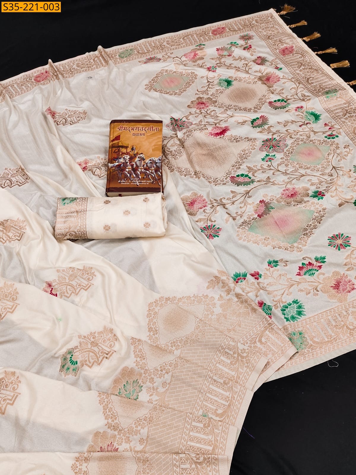 White Banarasi Khadi Georgette fancy Silk sarees