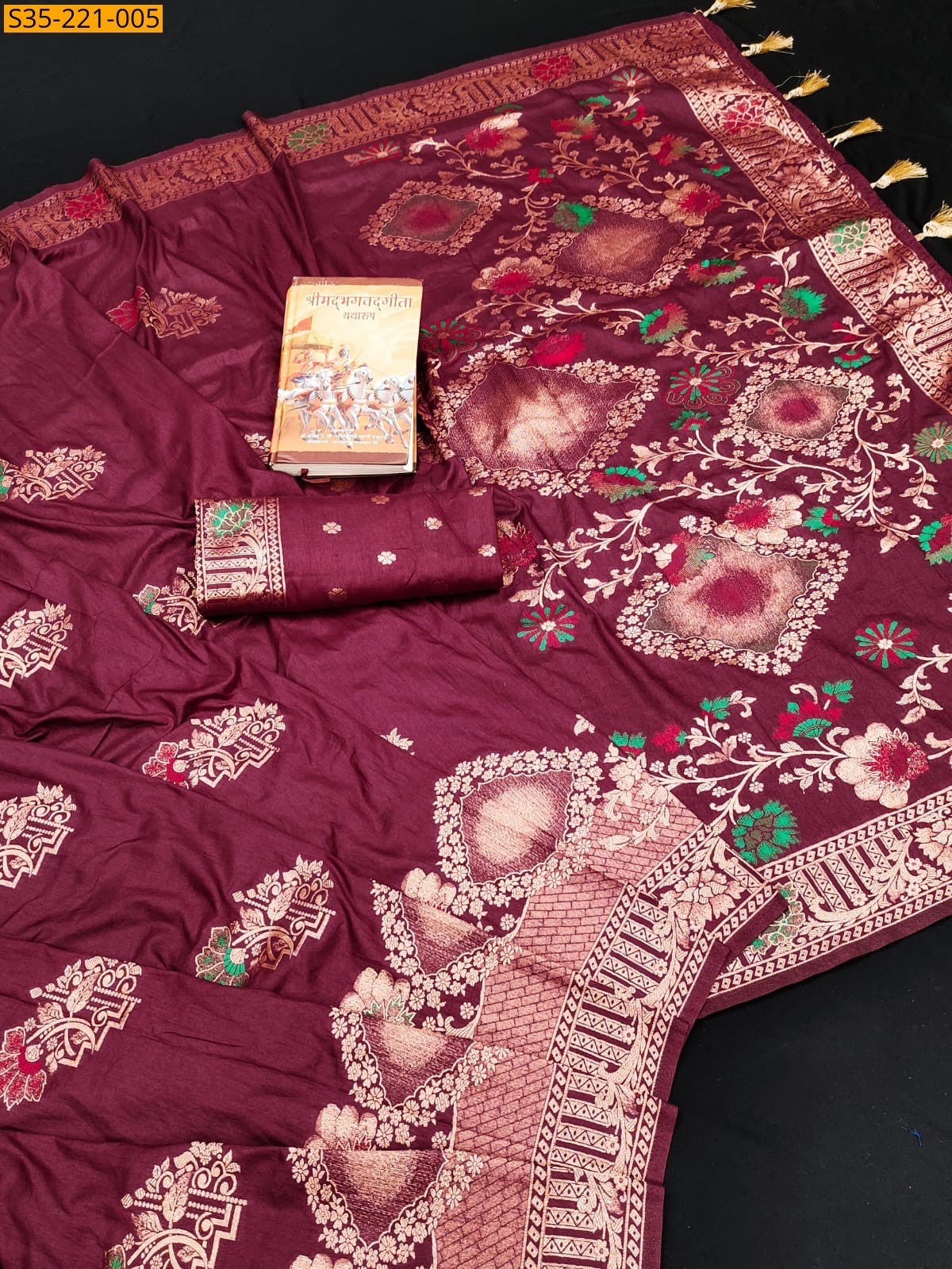 Maroon Banarasi Khadi Georgette fancy Silk sarees