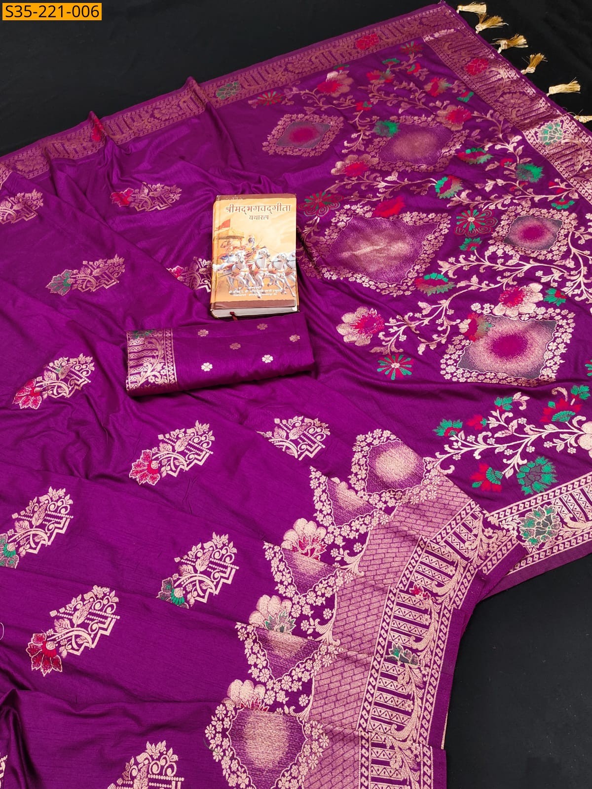 Violet Banarasi Khadi Georgette fancy Silk sarees