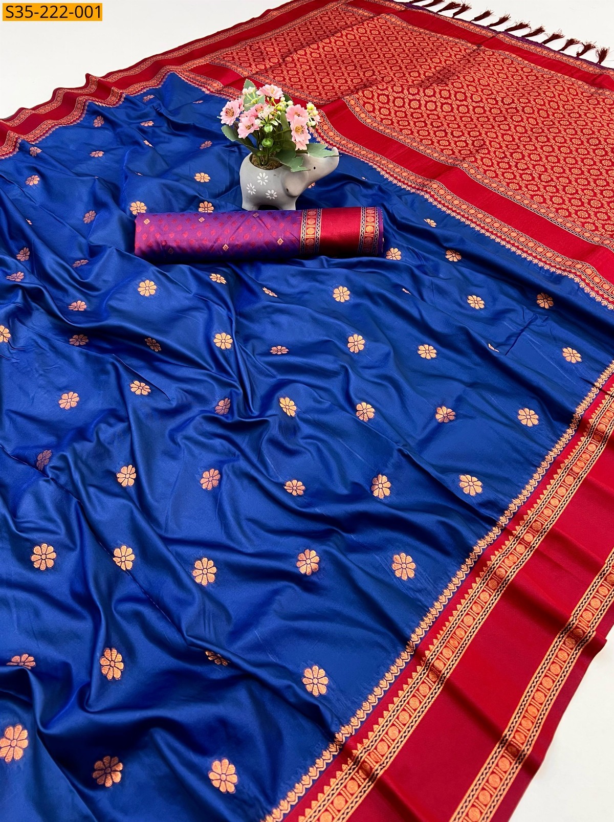Blue Fancy Soft silk dual tone sarees 