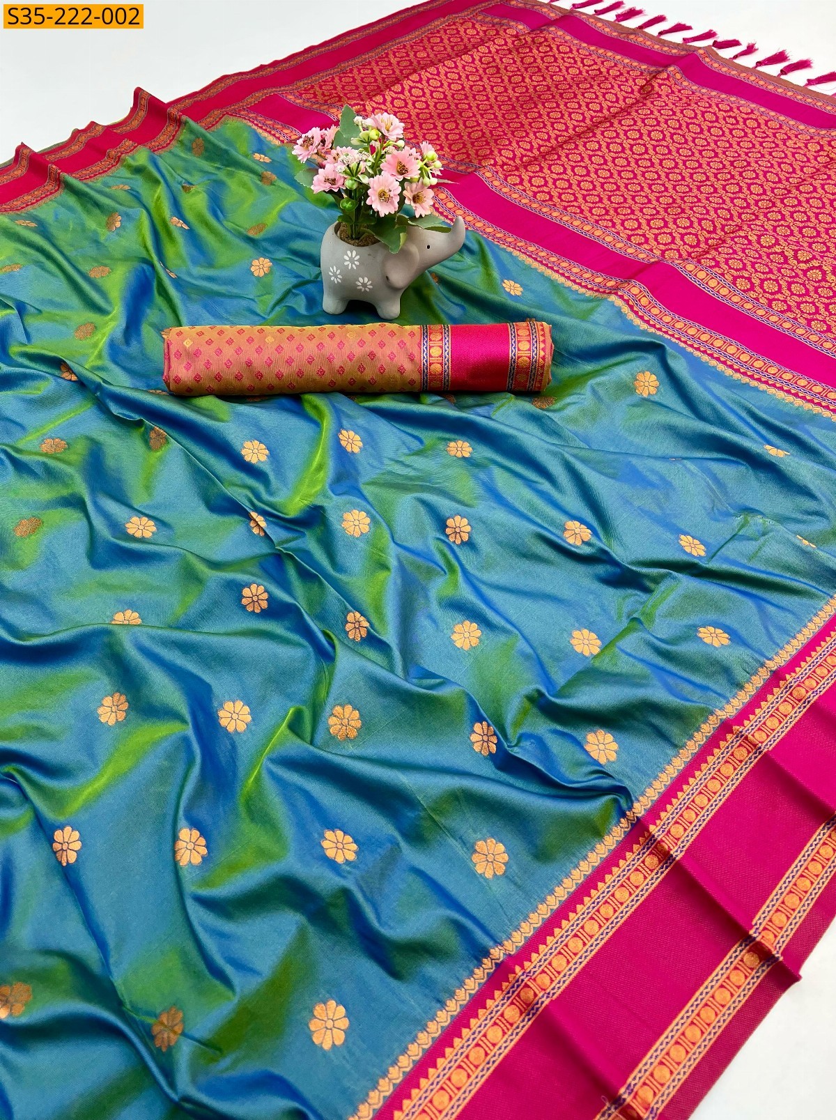 Blue Fancy Soft silk dual tone sarees 