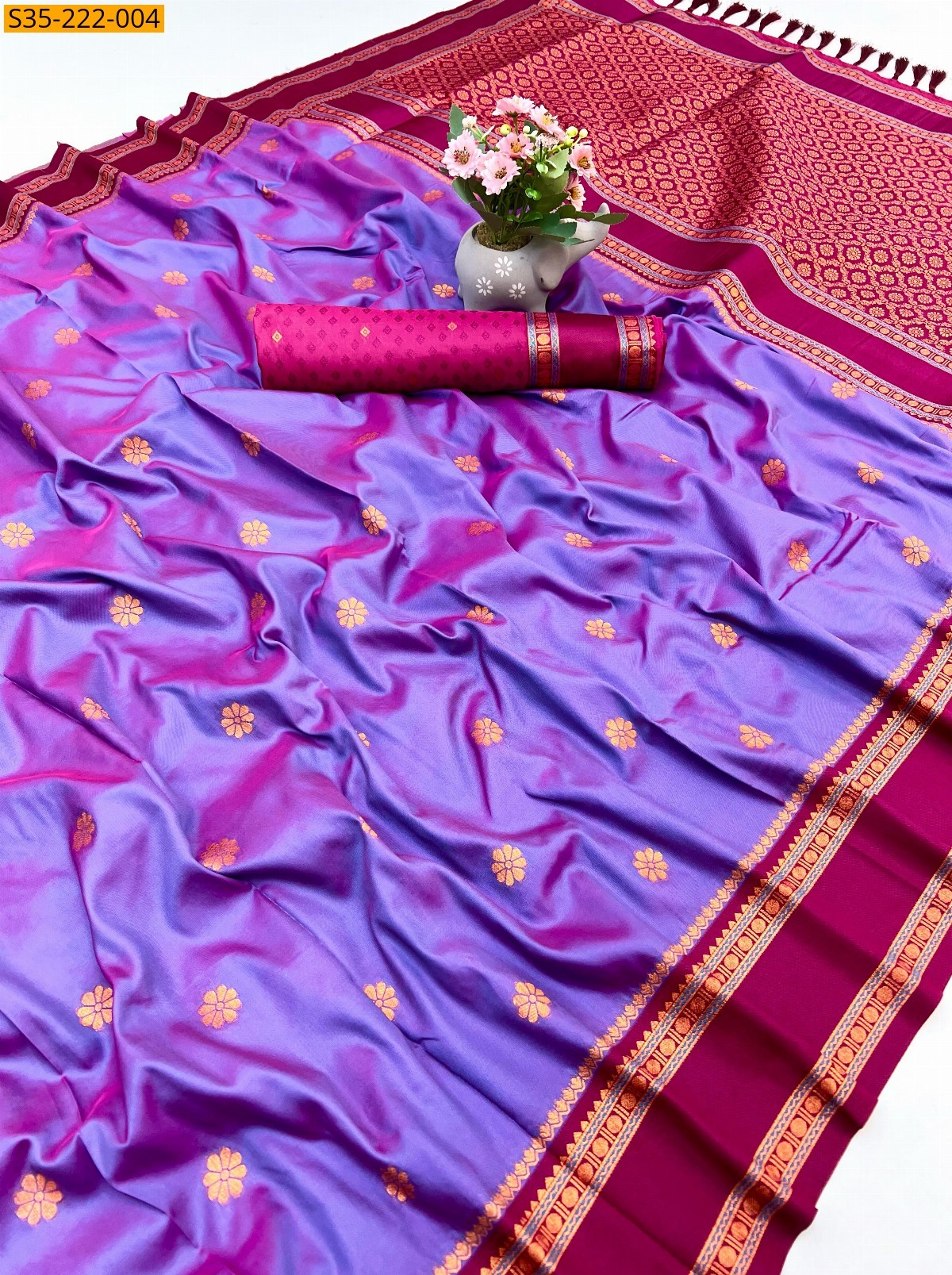 Purple Fancy Soft silk dual tone sarees 
