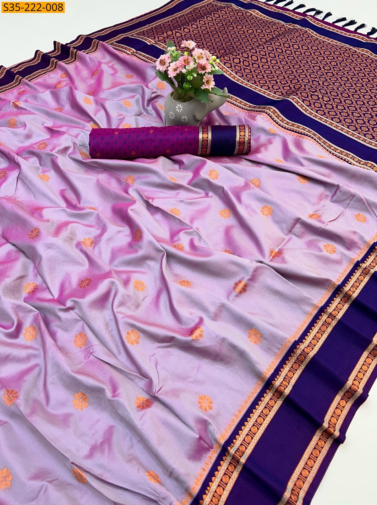 Purple Fancy Soft silk dual tone sarees 