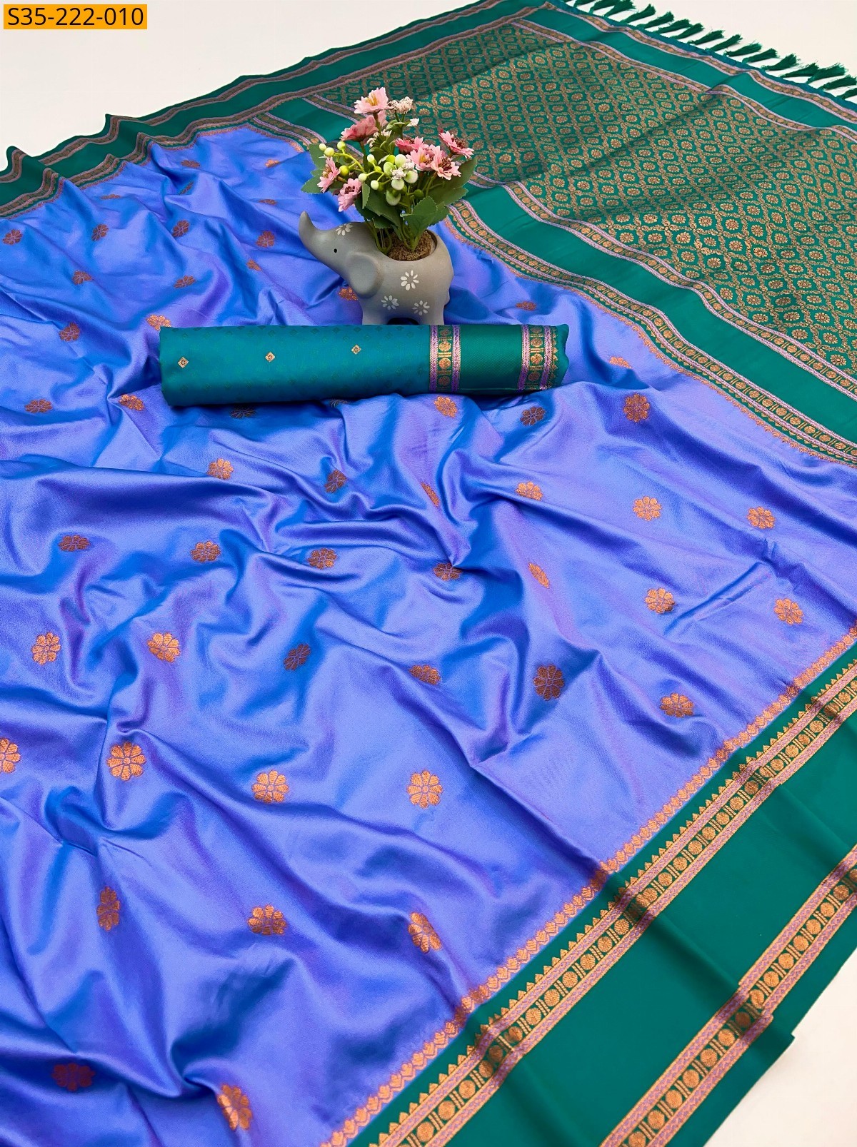 Blue Fancy Soft silk dual tone sarees 