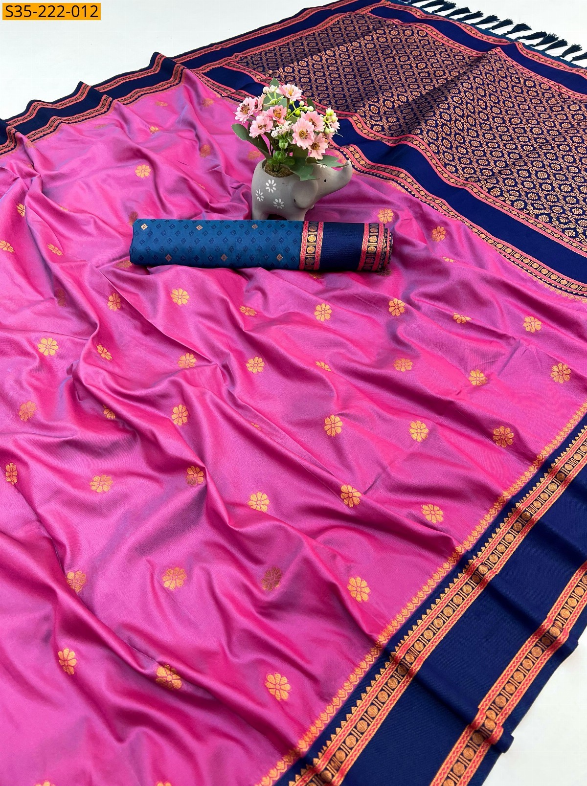 Pink Fancy Soft silk dual tone sarees 