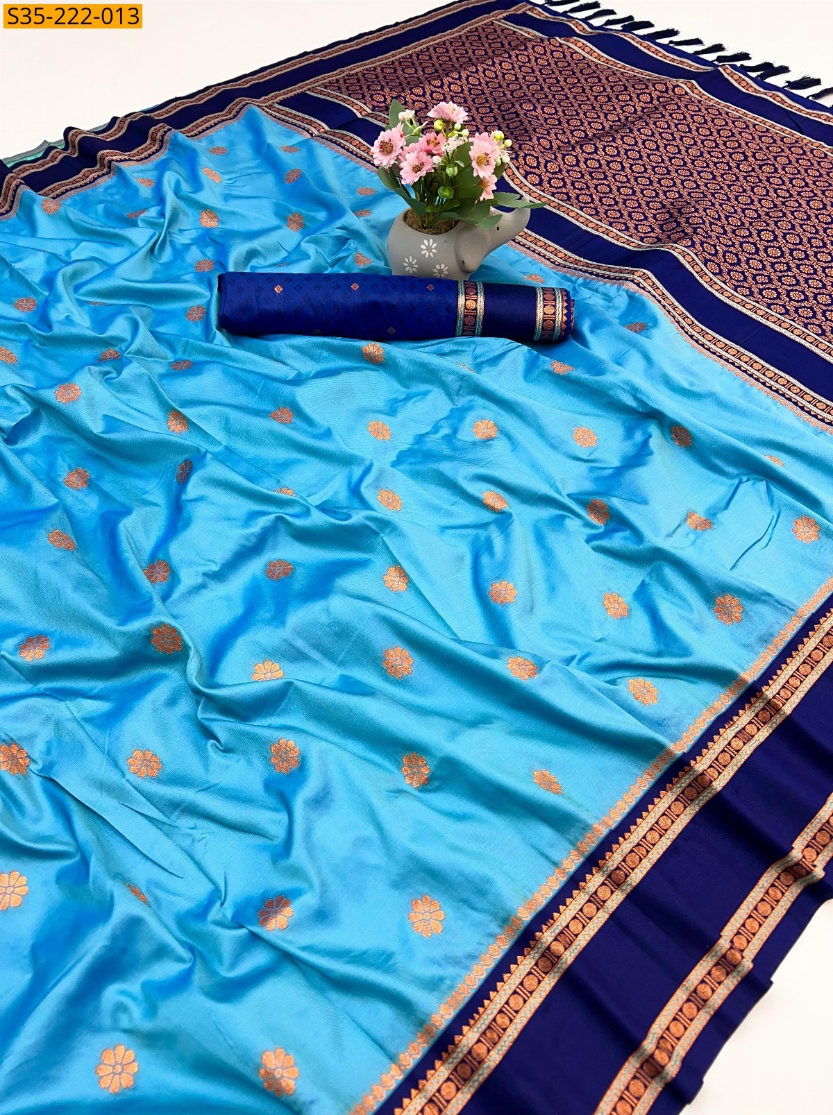 Blue Fancy Soft silk dual tone sarees 