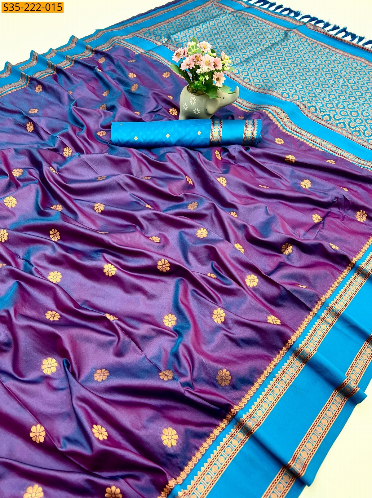 Purple Fancy Soft silk dual tone sarees 