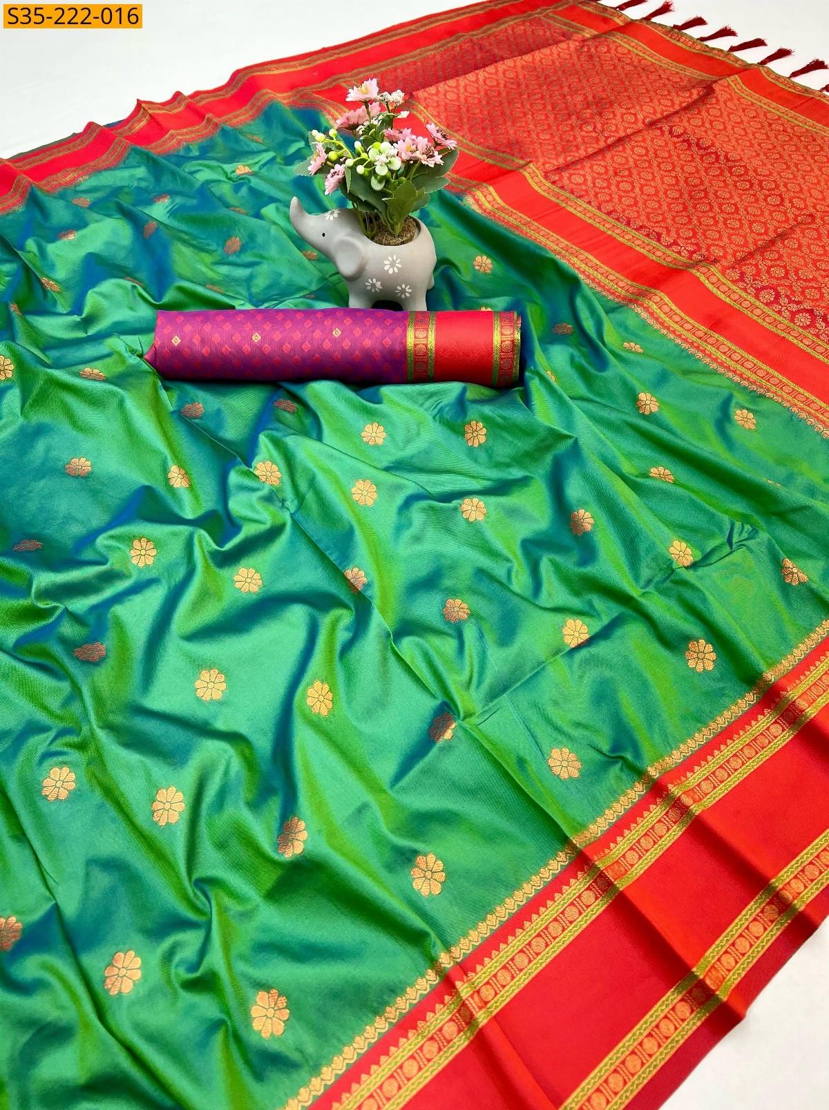 Green Fancy Soft silk dual tone sarees 