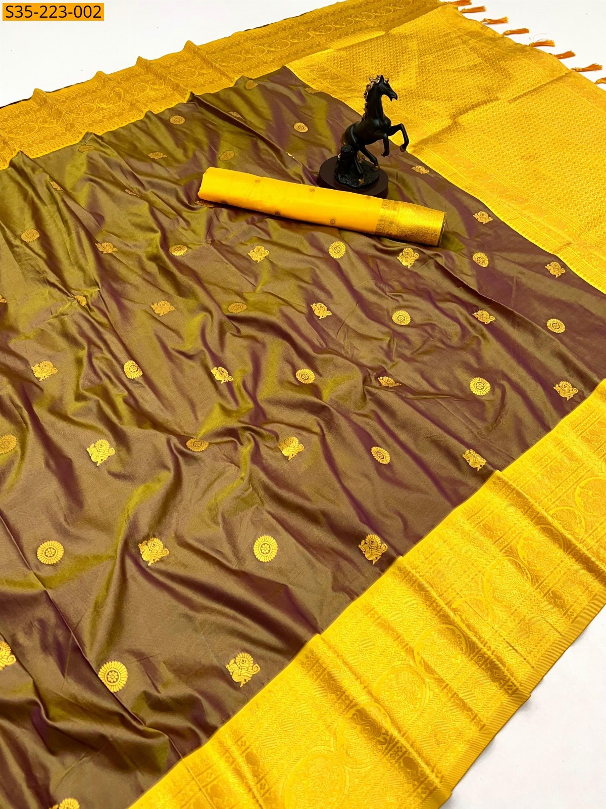 Brown Pure soft silk paithani saree 