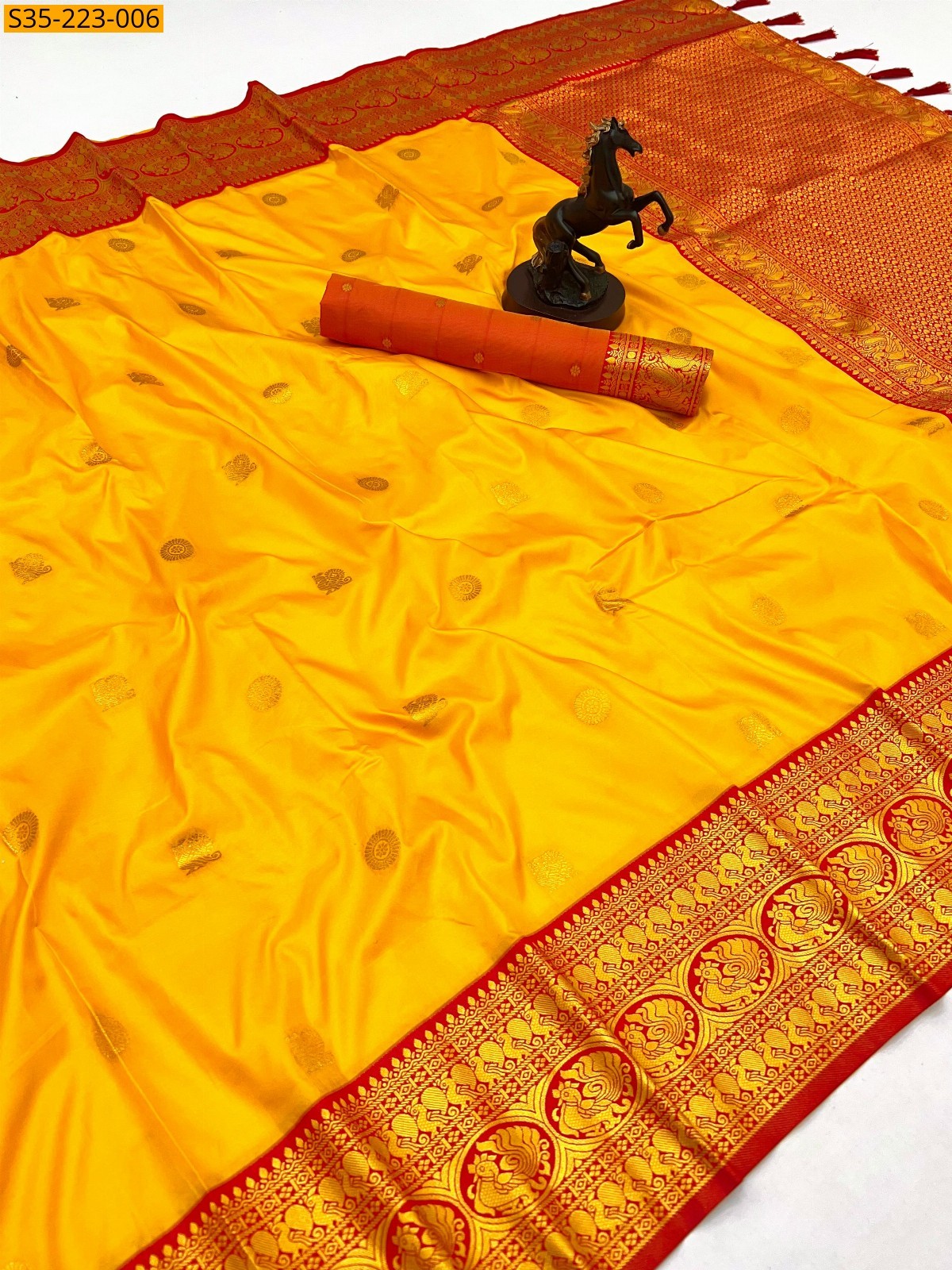 Yellow Pure soft silk paithani saree 