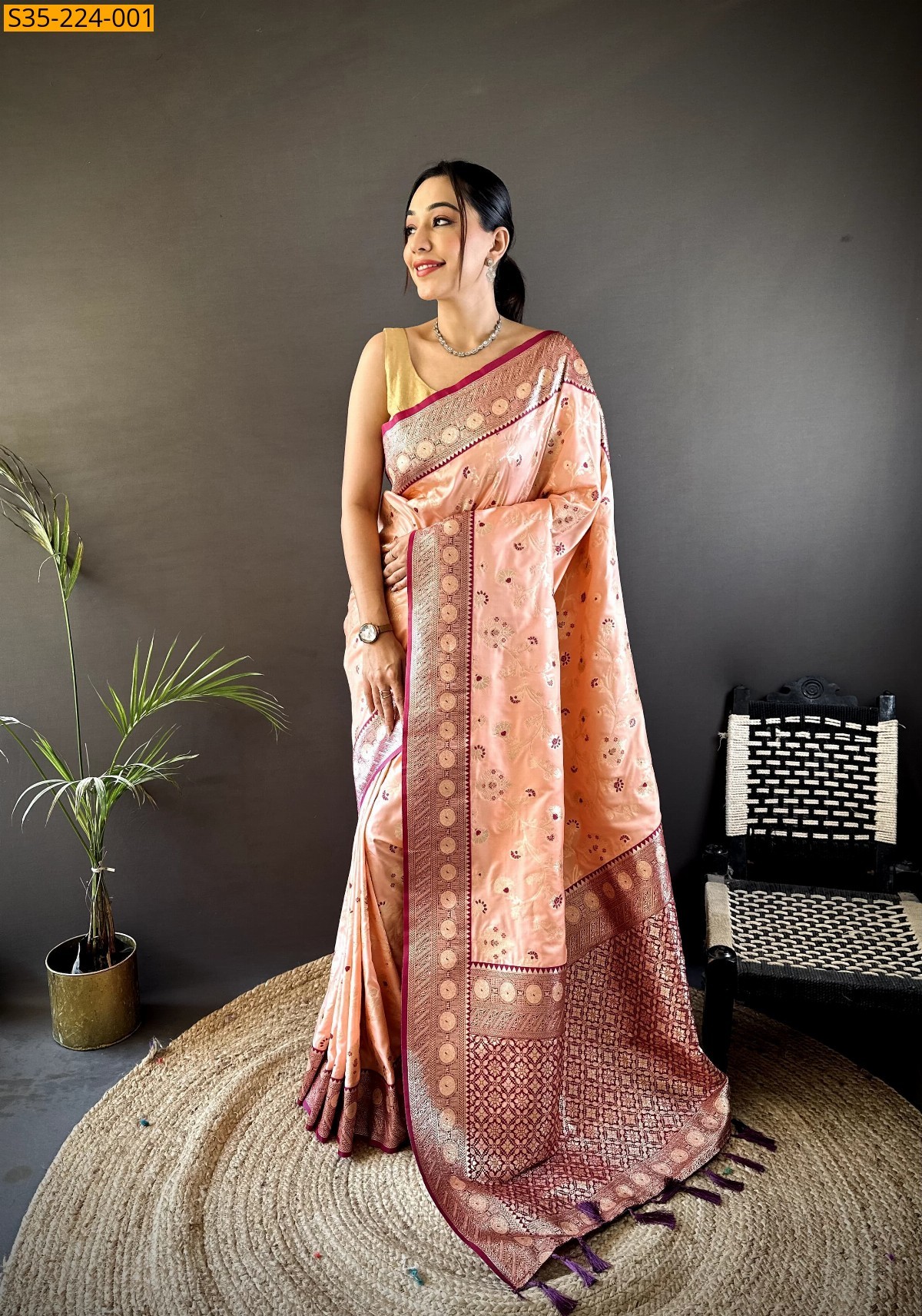 Peach Soft Silk Sarees 
