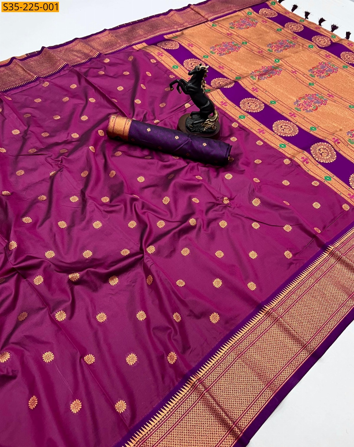 Magenta Pure soft silk two tone saree