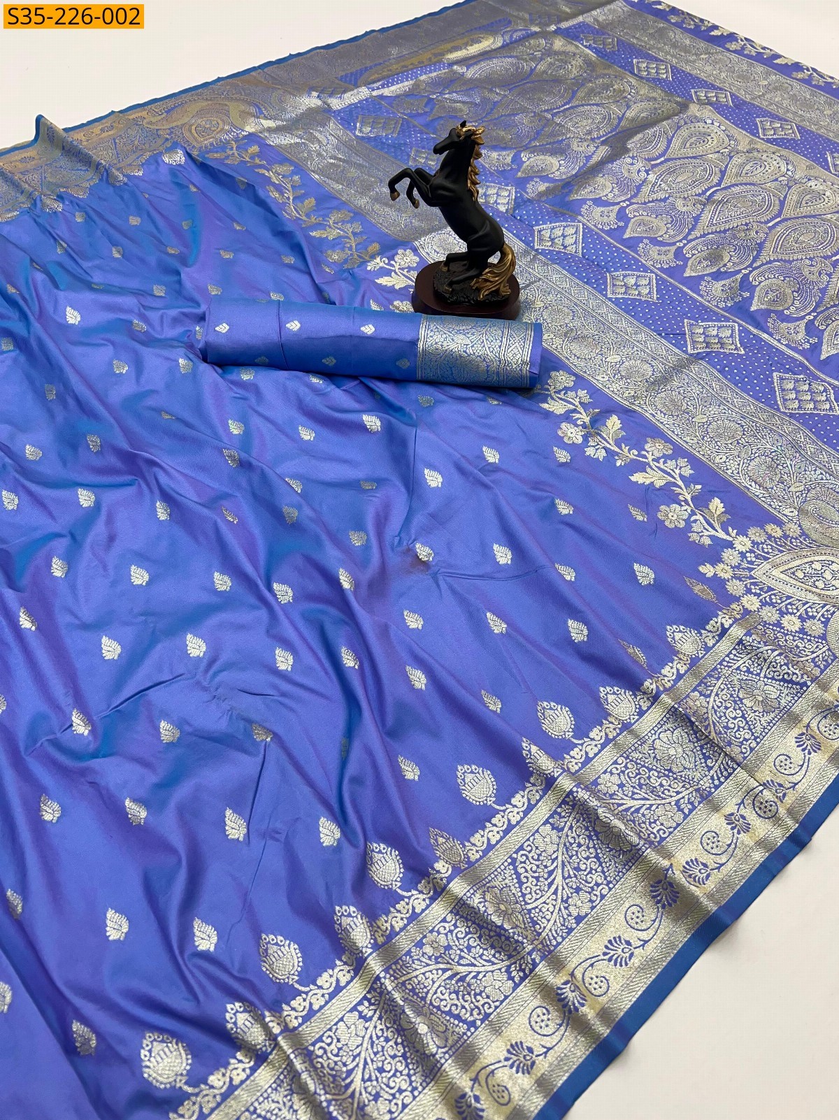 Blue Soft silk zari weved banarasi sarees