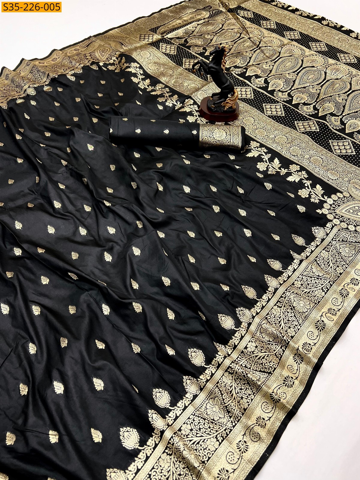 Black Soft silk zari weved banarasi sarees