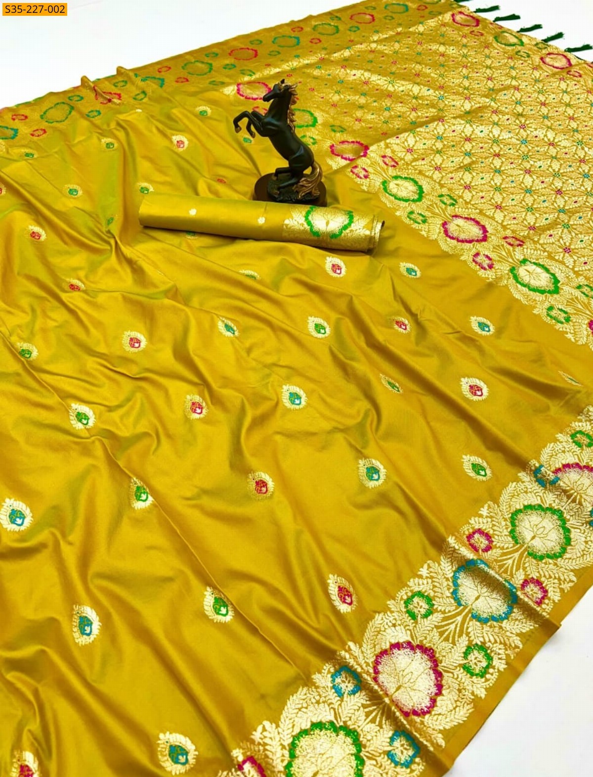 Yellow Pure soft silk paithani saree 