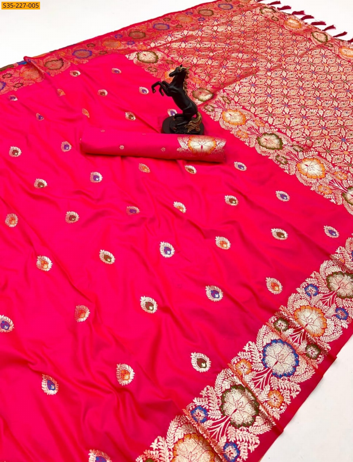 Peach Pure soft silk paithani saree 