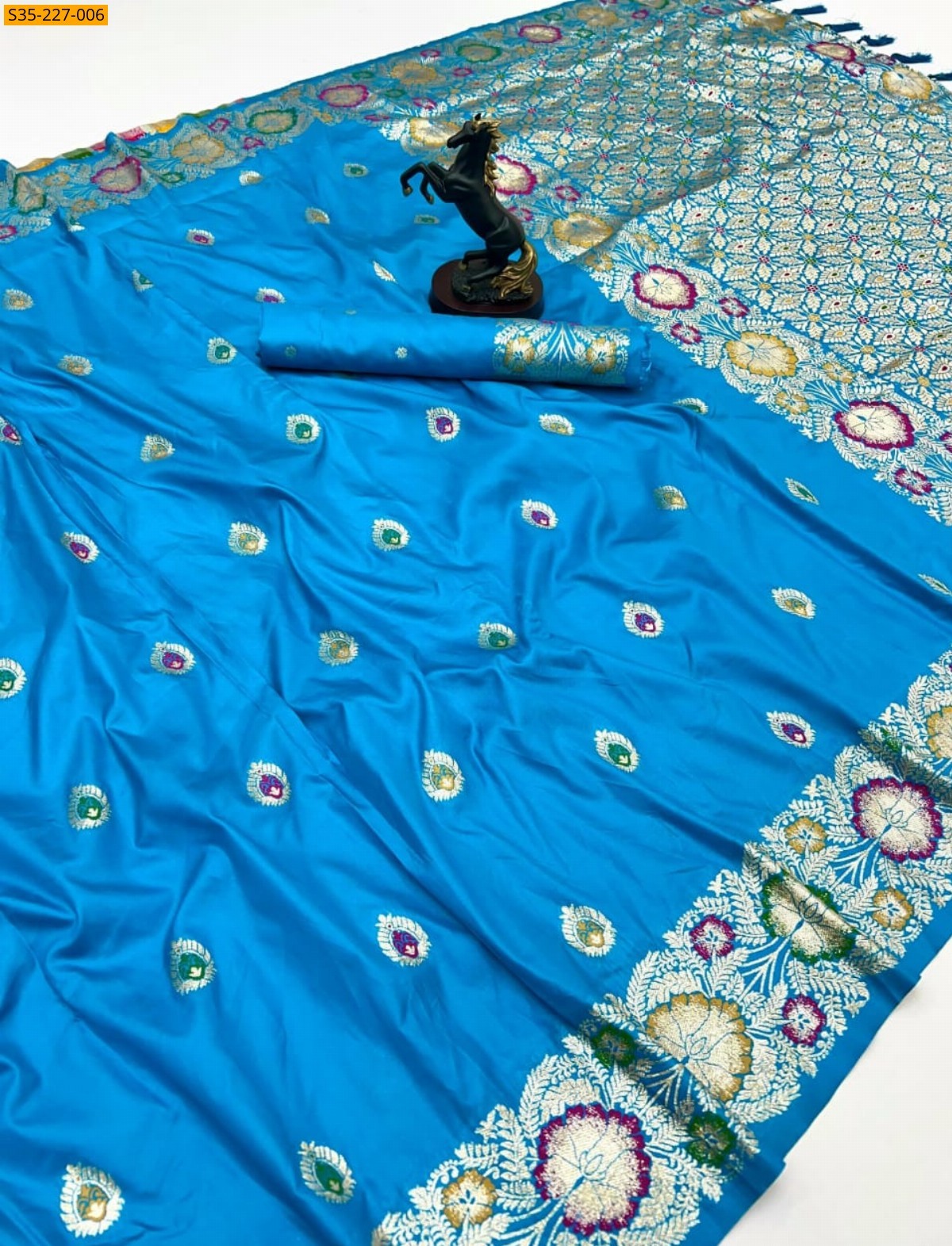 Blue Pure soft silk paithani saree 