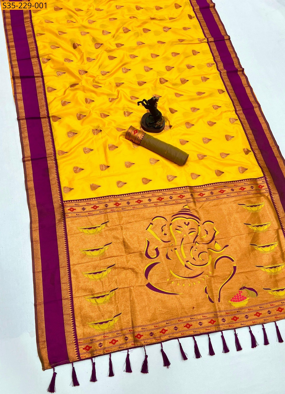 Yellow Kanjivaram fancy Soft silk sarees