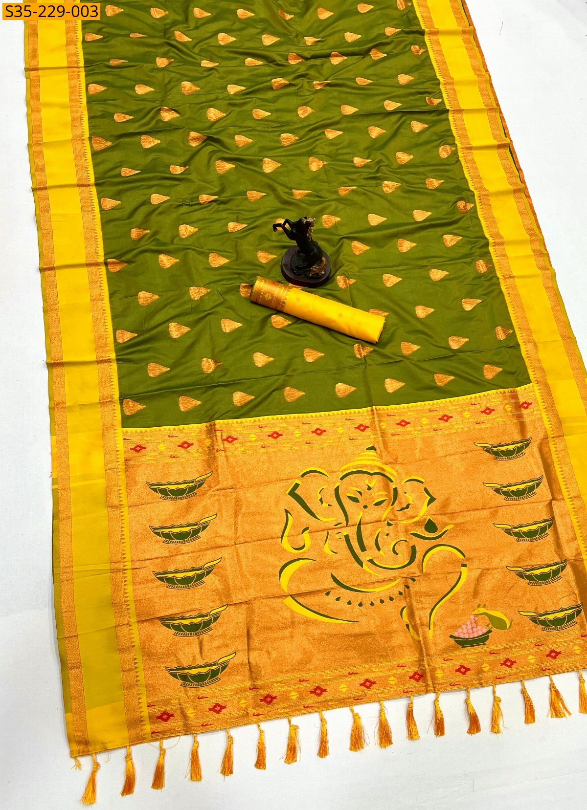 Green Kanjivaram fancy Soft silk sarees