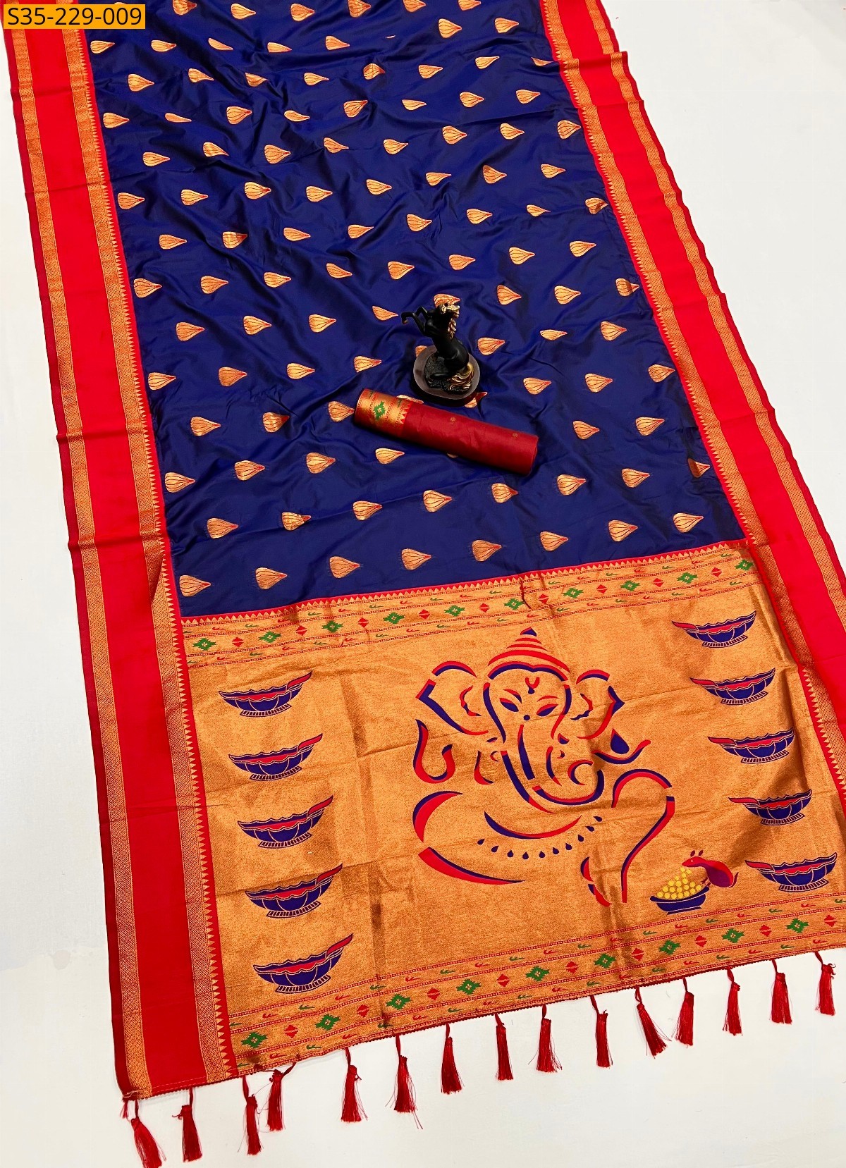 Dark Navy Blue Kanjivaram fancy Soft silk sarees