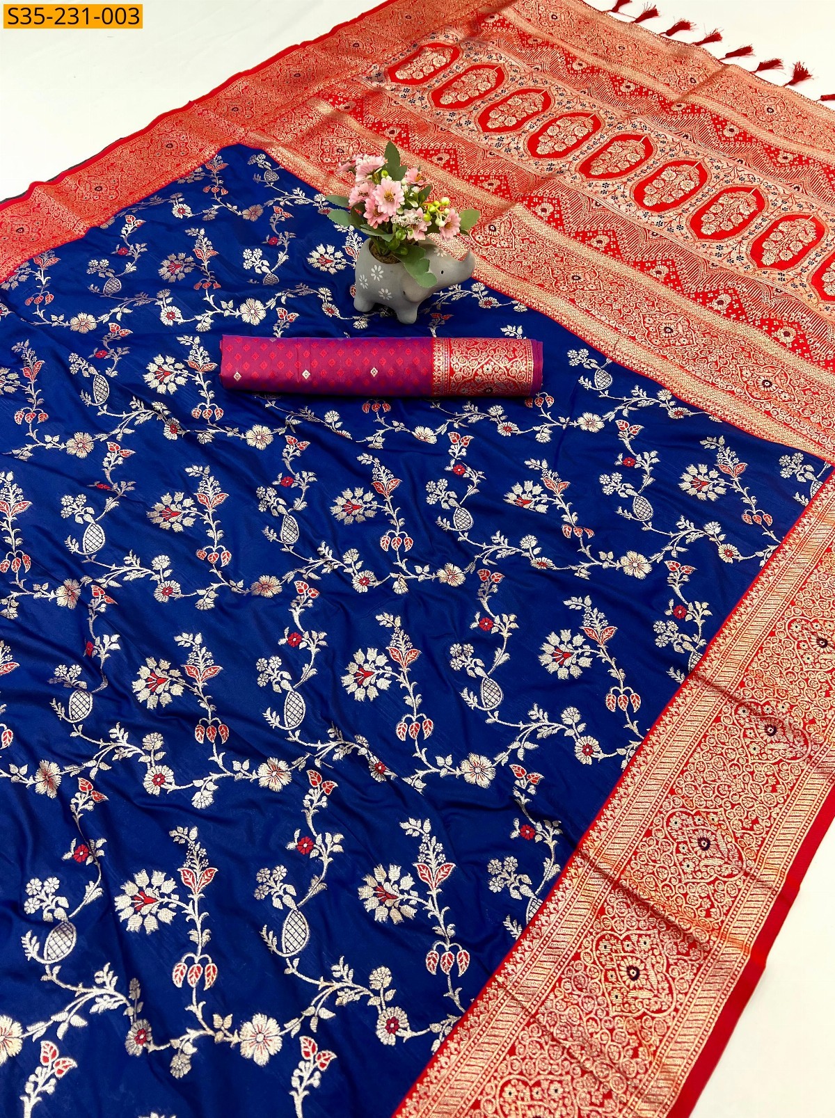 Blue Banarasi Antique Silk Sarees
