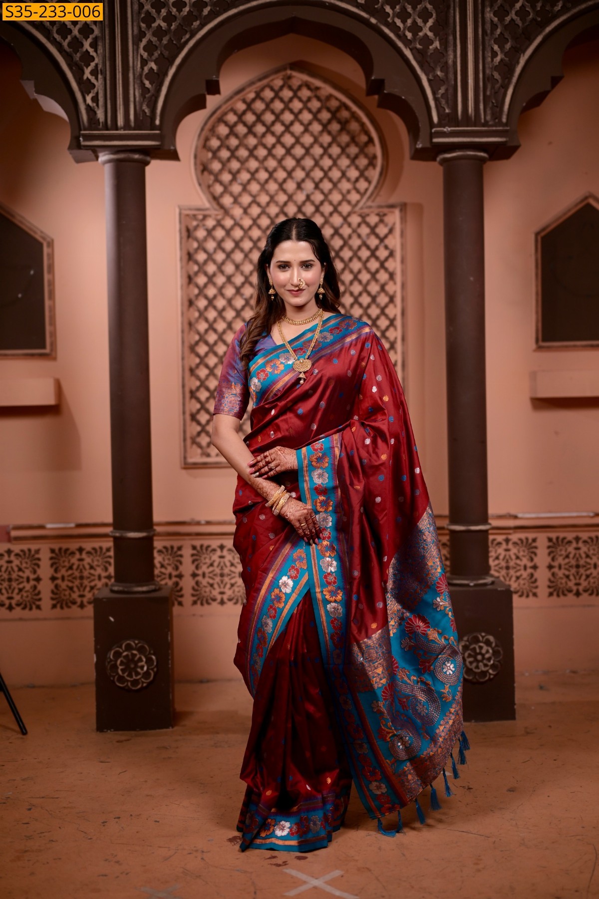 Maroon Banarasi fancy silk sarees