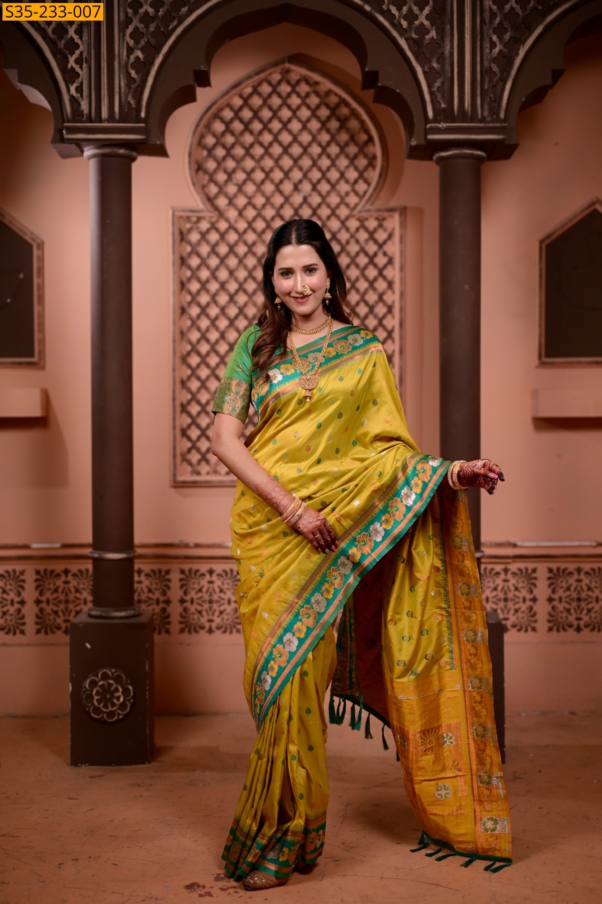 Mustard Banarasi fancy silk sarees