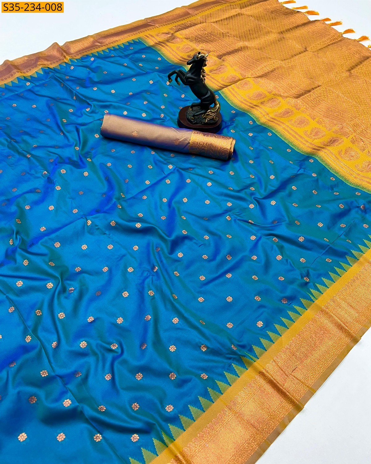 Blue Banarasi fancy soft silk sarees 