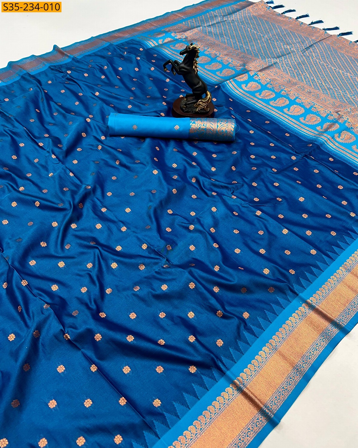 Blue Banarasi fancy soft silk sarees 