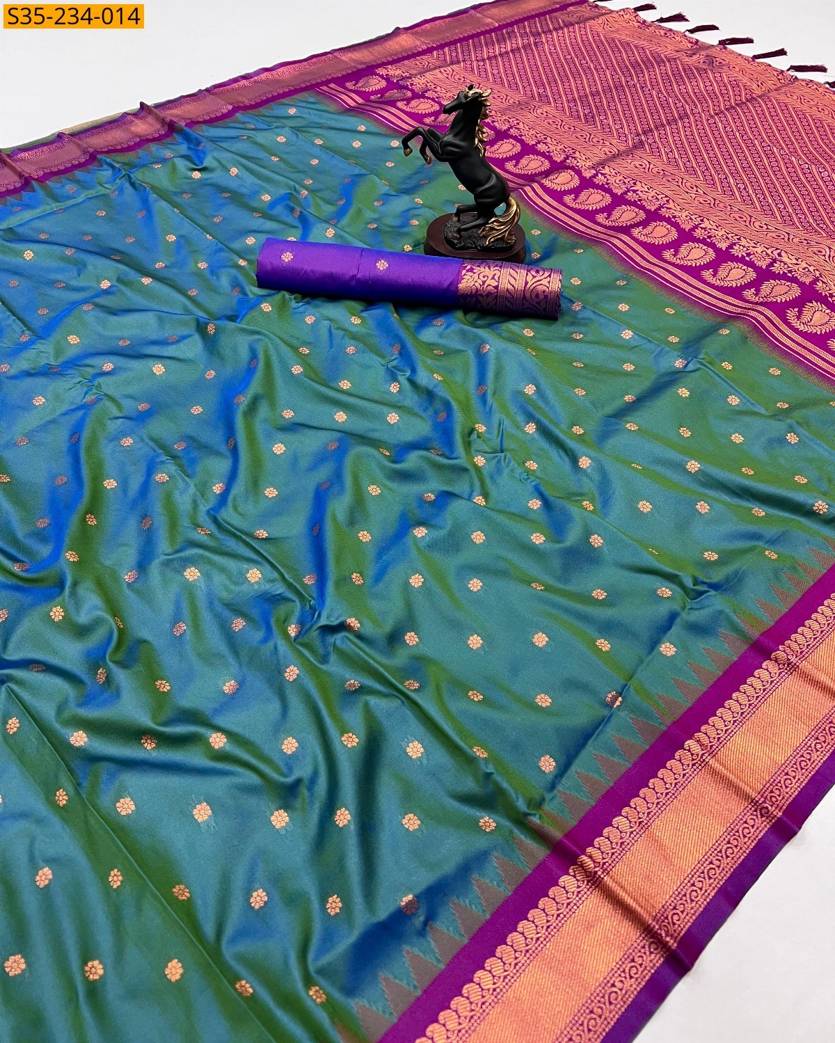 Rama Blue Banarasi fancy soft silk sarees 