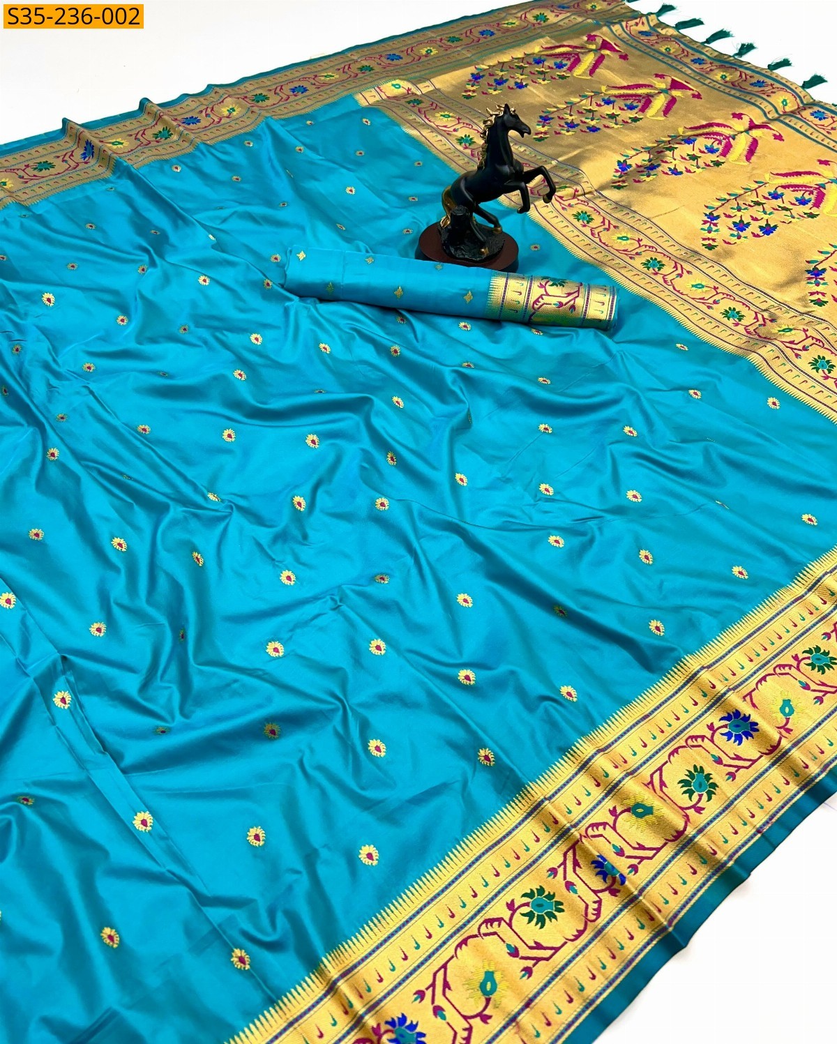 Sky Blue Banarasi soft silk sarees
