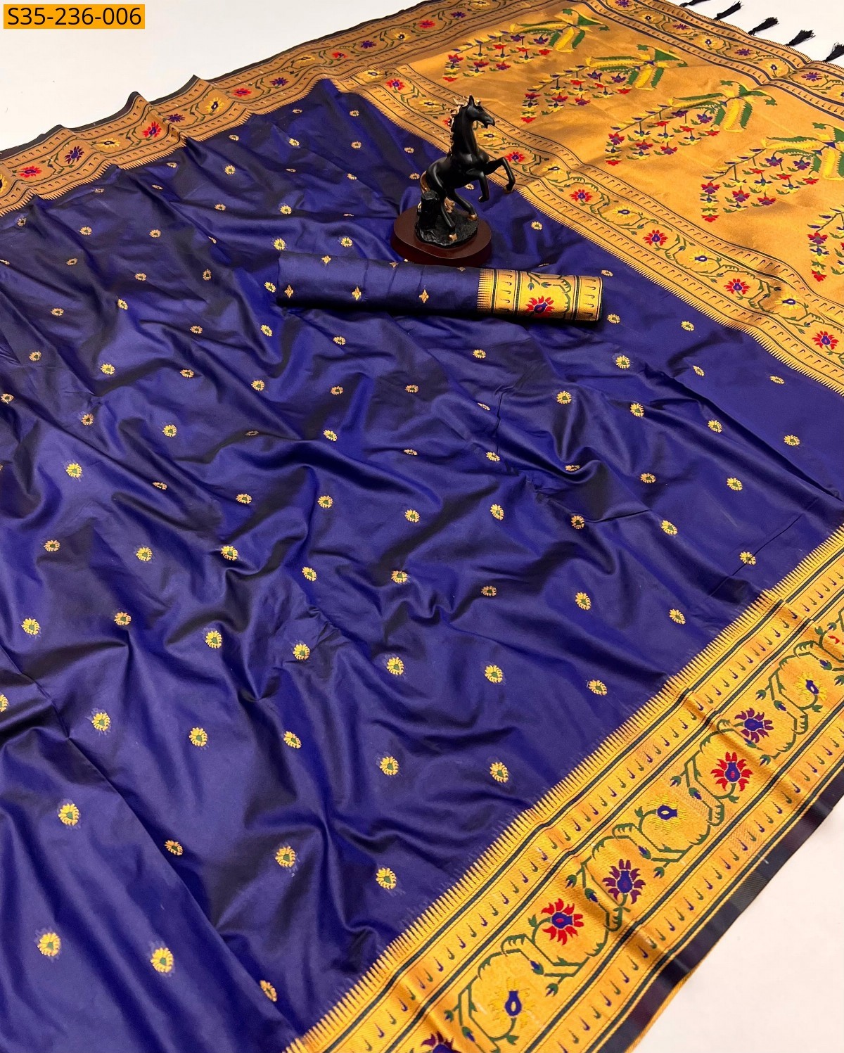 Blue Banarasi soft silk sarees