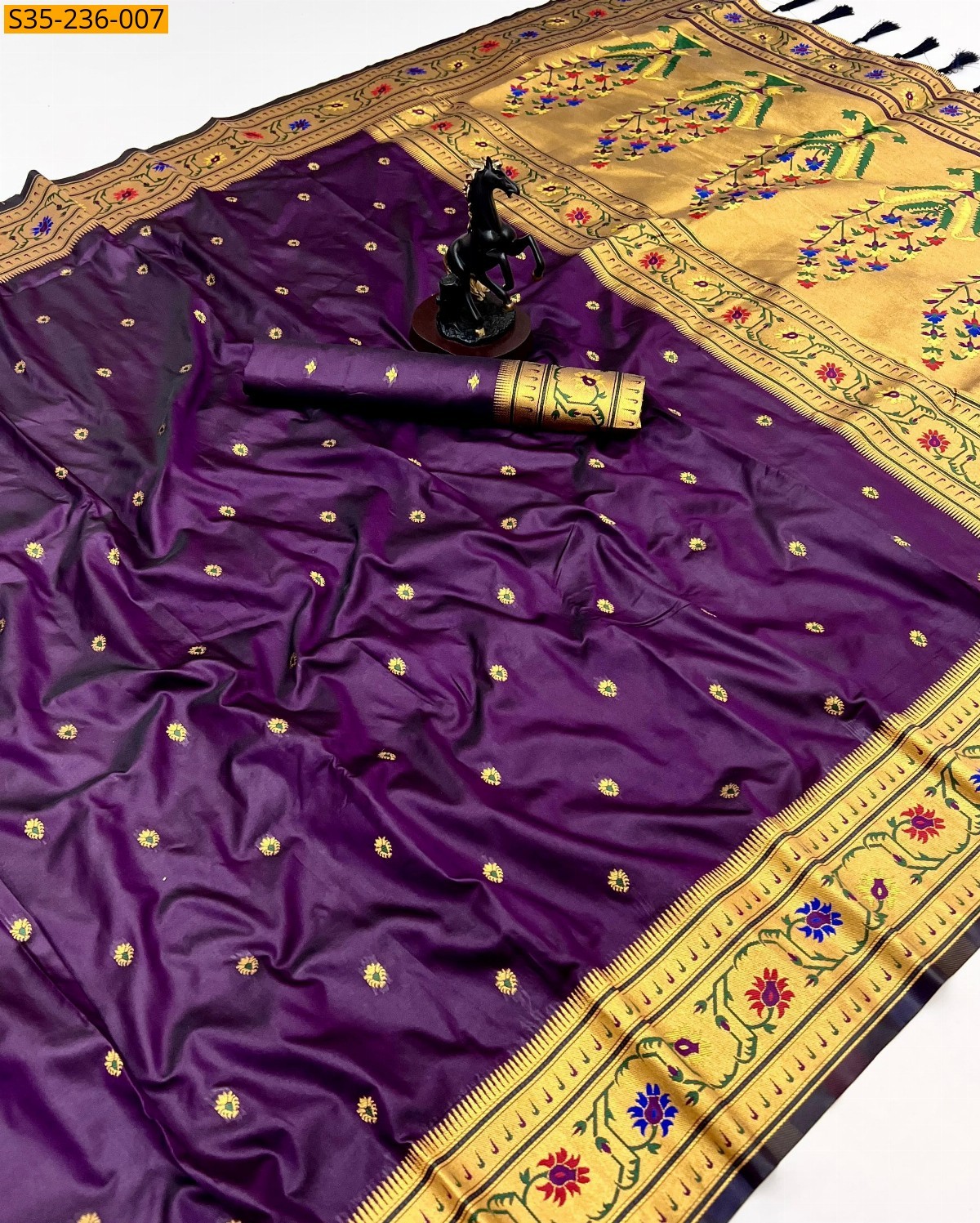Purple Banarasi soft silk sarees