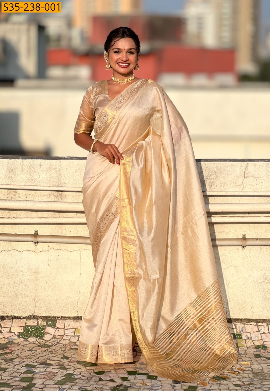 Sandal Tussar silk sarees