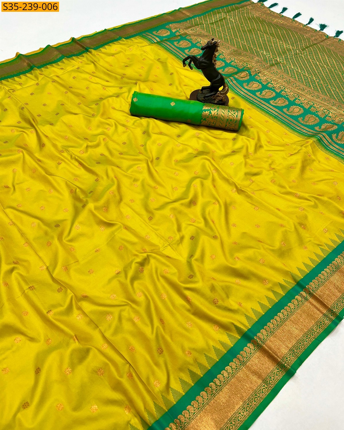 Yellow Soft silk gadwal sarees