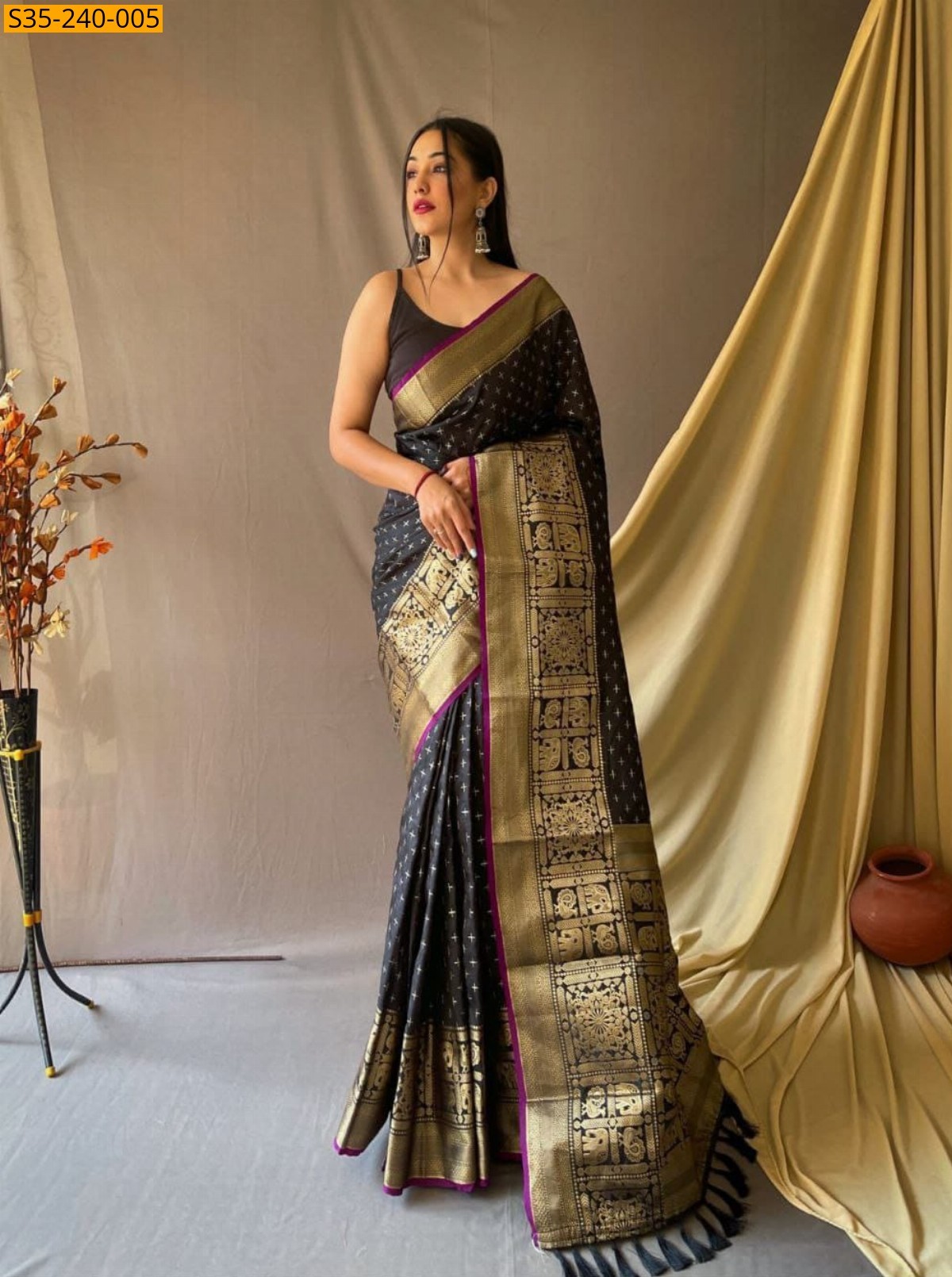 Black Fancy kanjivaram silk sarees